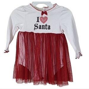 I love Santa Baby Girl 6-9M Red Tulle Onesie Dress 1pc Christmas Holiday Outfit
